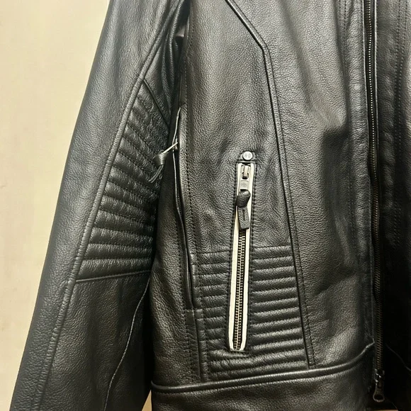 Harley-Davidson Black Leather Jacket with Red and White Accents
